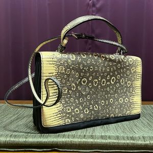 Prada Reptile & Nylon Handbag Leather Interior